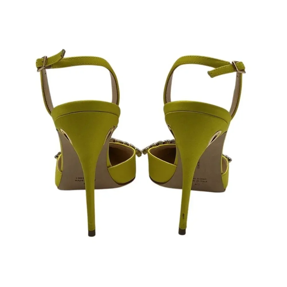 Jennifer Chamandi Embellished Yellow Slingback Heels Size 40 EU / US 10